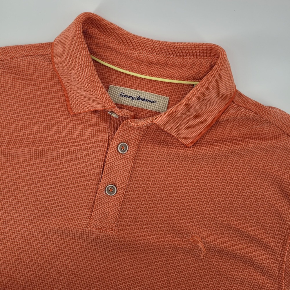 Tommy Bahama Mens Polo Shirt Mens Medium Orange Short Sleeve Casual Golf‎
